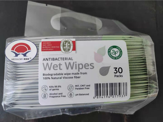 Biologisch abbaubare 30 Sätze antibakterielle der Feuchtpflegetuch-100% natürliche Viskose-