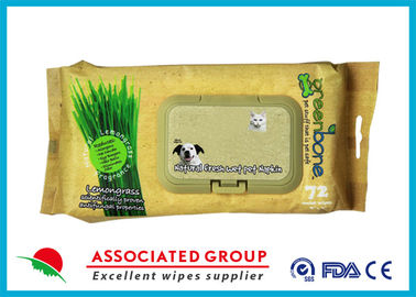 Lemongrass Pet Cleaning Wipes / Dog Wet Wipes Deodorizing 72 Count