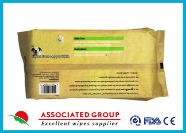 Lemongrass Pet Cleaning Wipes / Dog Wet Wipes Deodorizing 72 Count